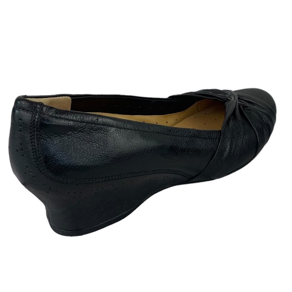 NWOT Black Size 8 Clarks Unstructured Leather Comfort Wedge Heel - Picture 3 of 13